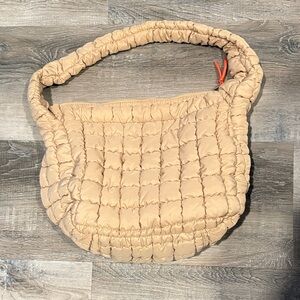Elegant Tan Quilted Shoulder Bag
